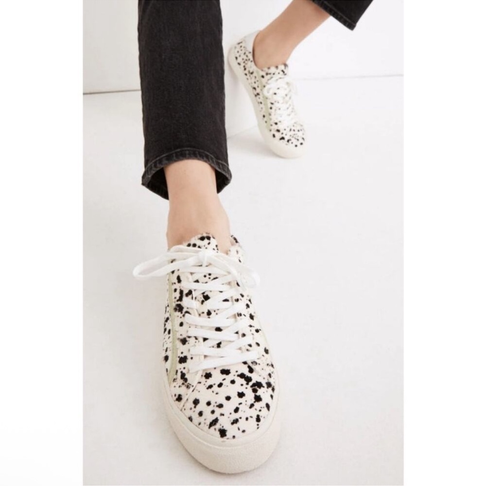 Madewell Sidewalk Spatter Painted Calf Hair Low Top Sneakers Shoes Size 7
